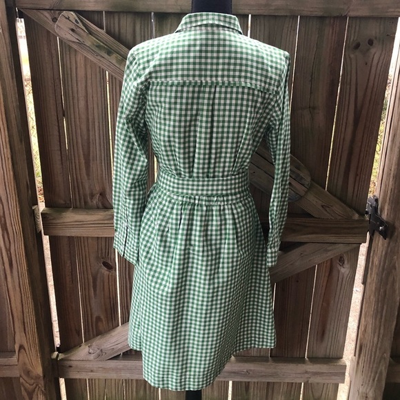 Haley & the Hound Green & White Gingham Long Sleeve Button Up Shirt Dress S - Picture 2 of 4